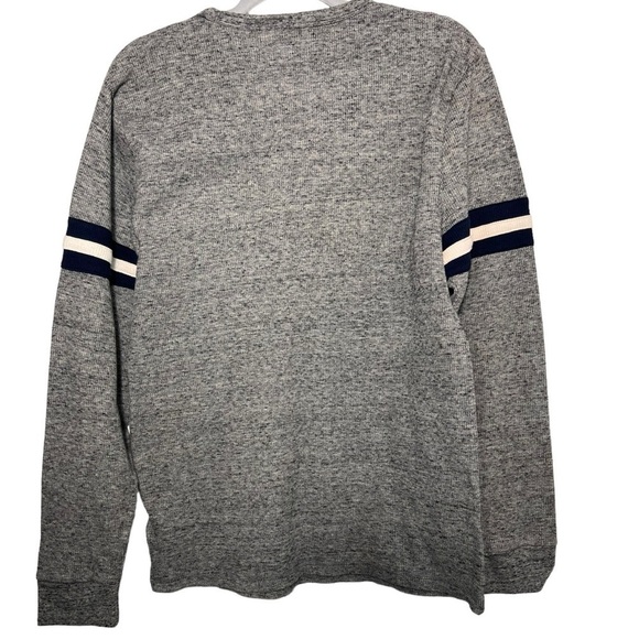 Old Navy Long Sleeve Thermal Gray Mens w White Stripe On Sleeves Mens Large - Picture 3 of 5